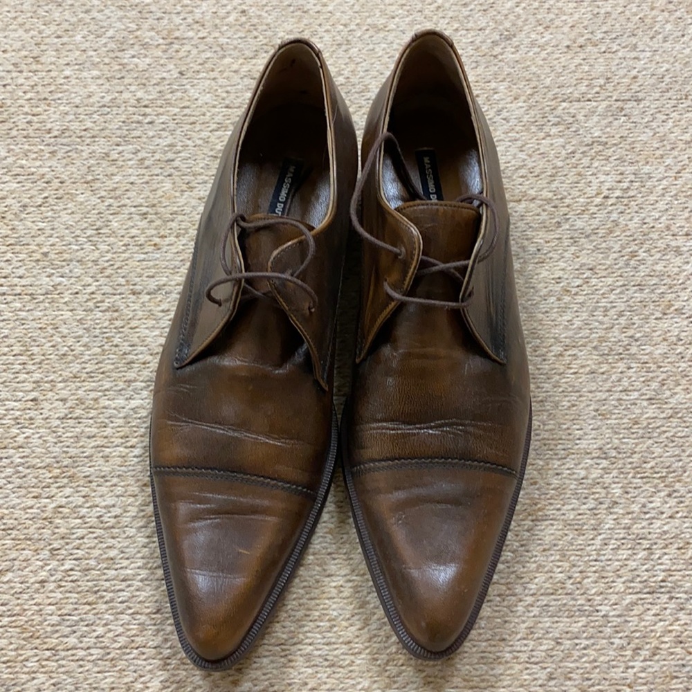 Massimo dutti leather shoes distressed brown color